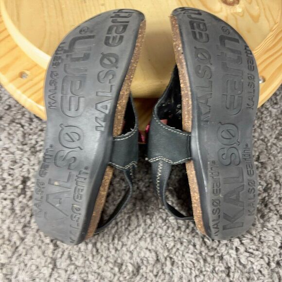 Kalso Earth Sandals March Womens Size 6 Stone Bead Cork Negative Heel Slingback - Picture 7 of 9